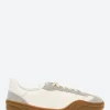 Discount - Bar M Lace-Up Sneakers in White and Brown Sneakers