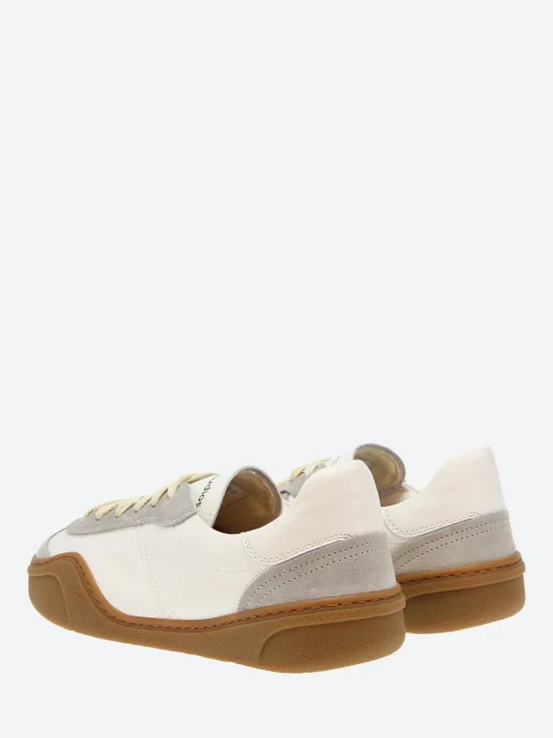 Discount - Bar M Lace-Up Sneakers in White and Brown Sneakers