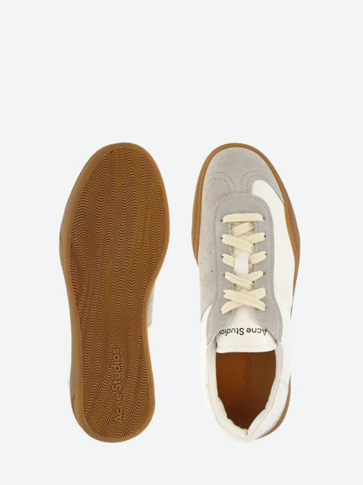Discount - Bar M Lace-Up Sneakers in White and Brown Sneakers