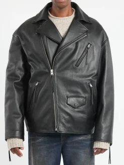 Discount - Biker Leather Jacket in Outerwear