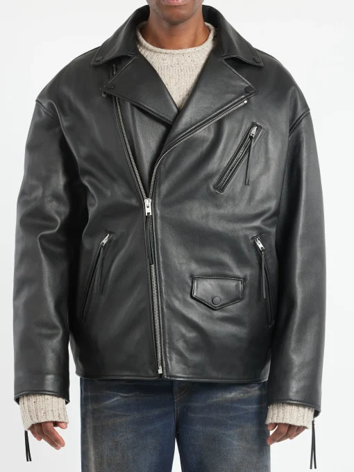 Discount - Biker Leather Jacket in Outerwear