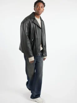 Discount - Biker Leather Jacket in Outerwear
