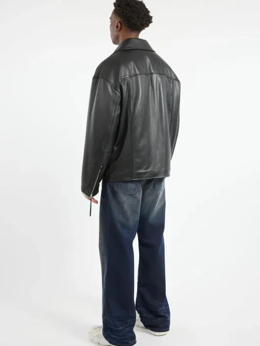 Discount - Biker Leather Jacket in Outerwear