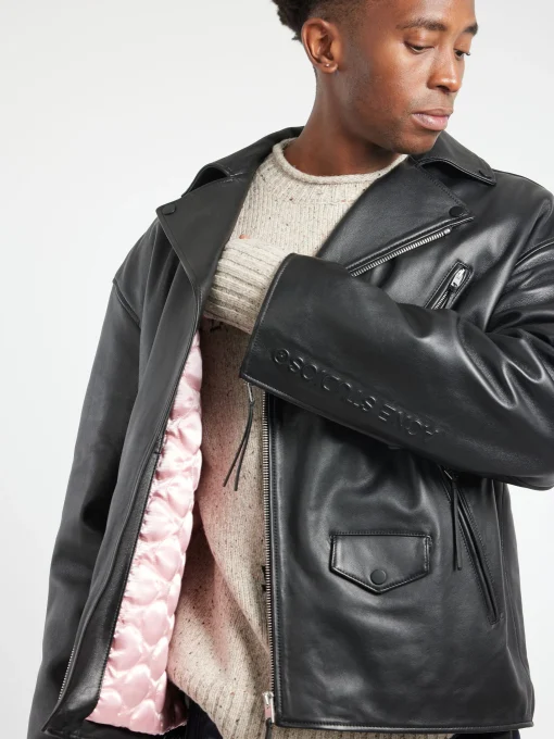 Discount - Biker Leather Jacket in Outerwear