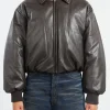 Clearance - Coated Bomber Jacket in Dark Brown Women Outerwear