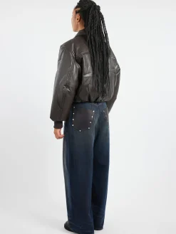 Clearance - Coated Bomber Jacket in Dark Brown Women Outerwear