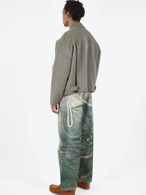 Discount - Doverio Double Wool Zipper Jacket in Grey Melange Outerwear
