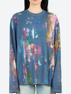 Hot - Edden U Paint T-Shirt in Blue and Multi Women Tops & Blouses | T-Shirts