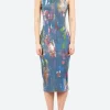 Outlet - Enka TLO Pain Daub Midi Dress in Blue and Multi Women Dresses