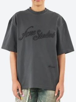 Online - Exford U Pique Tourist Logo T-Shirt in Faded Black Women T-Shirts | Tops & Blouses