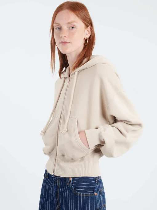 Clearance - Felly H Gothic Logo Zip Up in Faded Grey Women Tops & Blouses | Sweatshirts