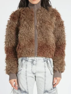 Fashion - Freya Faux Fur Jacket in Mud Brown Women Outerwear