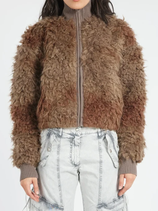 Fashion - Freya Faux Fur Jacket in Mud Brown Women Outerwear