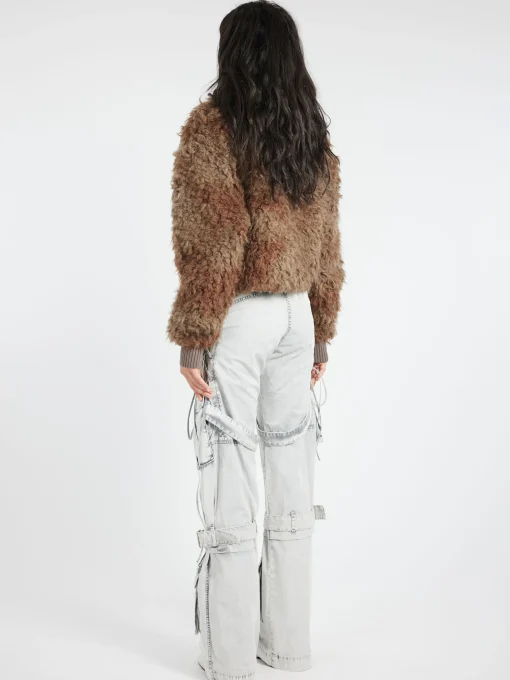 Fashion - Freya Faux Fur Jacket in Mud Brown Women Outerwear