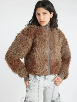 Fashion - Freya Faux Fur Jacket in Mud Brown Women Outerwear