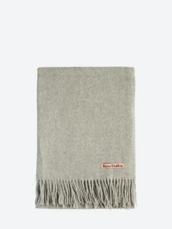 Outlet - Fringe Wool Scarf in Light Grey Melange Women Scarves | Scarves