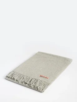 Outlet - Fringe Wool Scarf in Light Grey Melange Women Scarves | Scarves