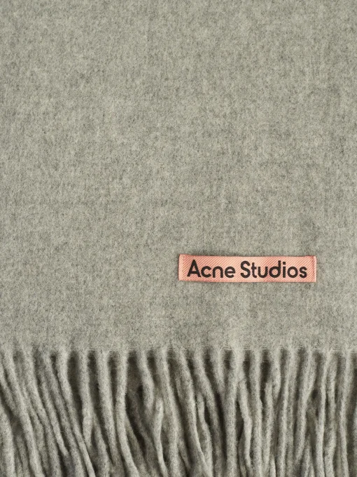 Outlet - Fringe Wool Scarf in Light Grey Melange Women Scarves | Scarves