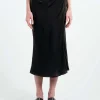 Hot - Iala Text Satin Skirt in Black Women Skirts