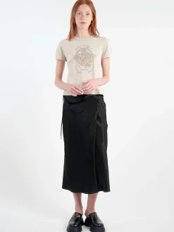 Hot - Iala Text Satin Skirt in Black Women Skirts