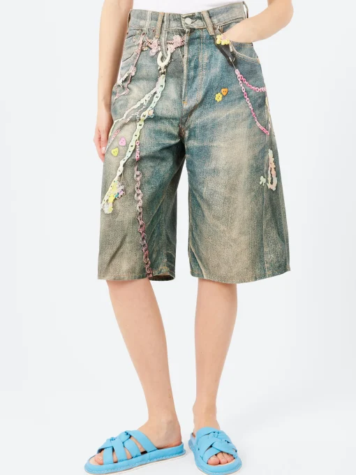 Discount - Judda Denim Shorts in Mid Blue Shorts | Denim
