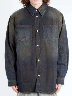 Sale - Karto U Darkside Denim Shirt in Dark Blue Button-Ups