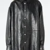 Online - Letar Shiny Nappa Leather Shirt Jacket Women Outerwear