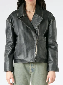 Sale - Lilket Sanded Leather Biker Jacket in Women Outerwear