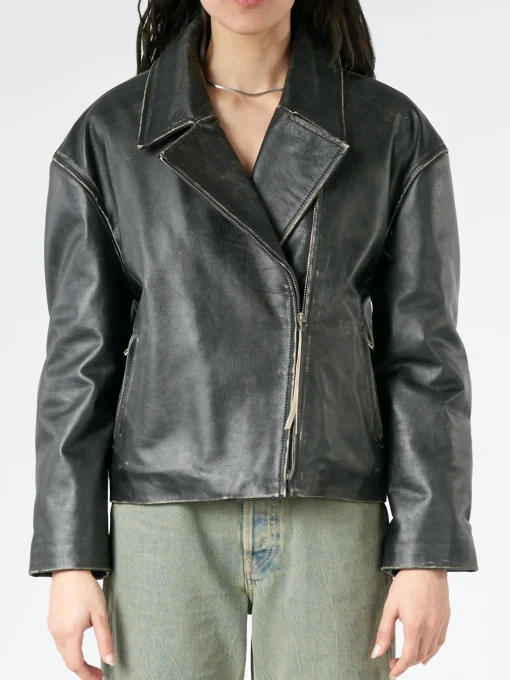 Sale - Lilket Sanded Leather Biker Jacket in Women Outerwear