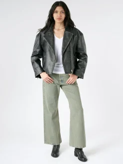 Sale - Lilket Sanded Leather Biker Jacket in Women Outerwear