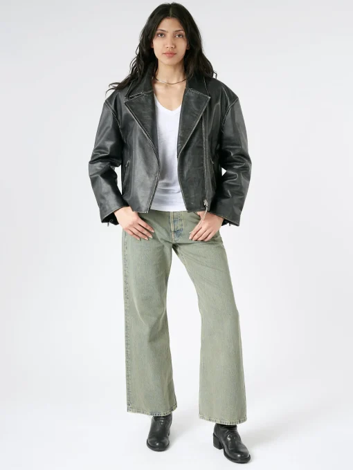 Sale - Lilket Sanded Leather Biker Jacket in Women Outerwear