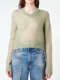 Clearance - Mohair Blend Jumper in Sage Green Women Tops & Blouses | Knitwear