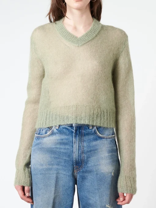 Clearance - Mohair Blend Jumper in Sage Green Women Tops & Blouses | Knitwear