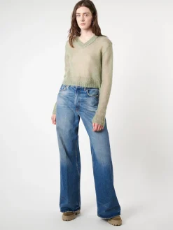 Clearance - Mohair Blend Jumper in Sage Green Women Tops & Blouses | Knitwear