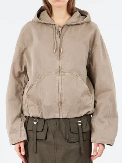 Fashion - Olido Heavy Twill Hoodie in Charcoal Grey Women Outerwear