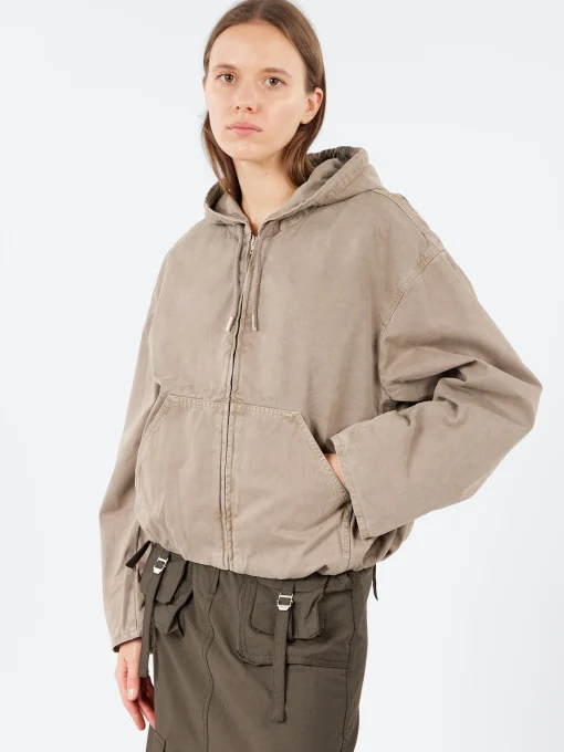 Fashion - Olido Heavy Twill Hoodie in Charcoal Grey Women Outerwear