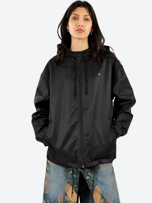 Sale - Ovitta Nylon Solid Jacket in Black Women Outerwear | Outerwear