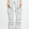 Outlet - Pemmilon Cotton Cargo Twill in Dusty White Women Pants
