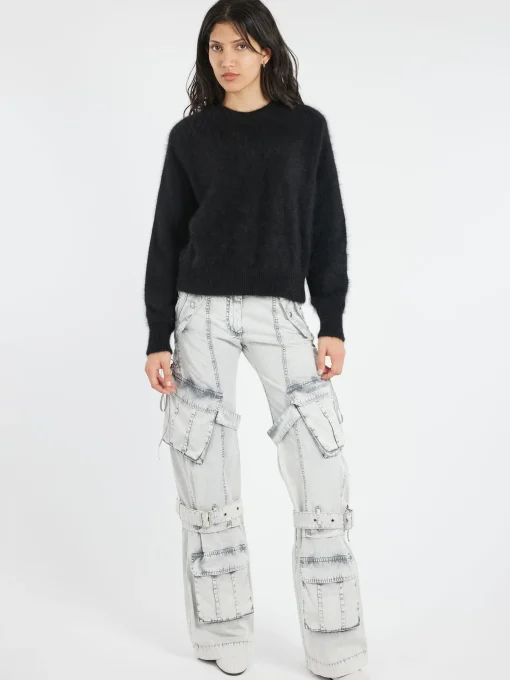 Outlet - Pemmilon Cotton Cargo Twill in Dusty White Women Pants