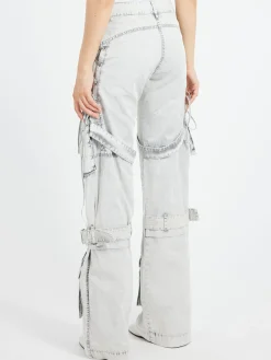 Outlet - Pemmilon Cotton Cargo Twill in Dusty White Women Pants