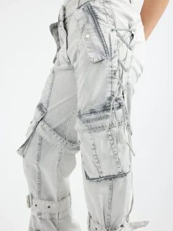 Outlet - Pemmilon Cotton Cargo Twill in Dusty White Women Pants