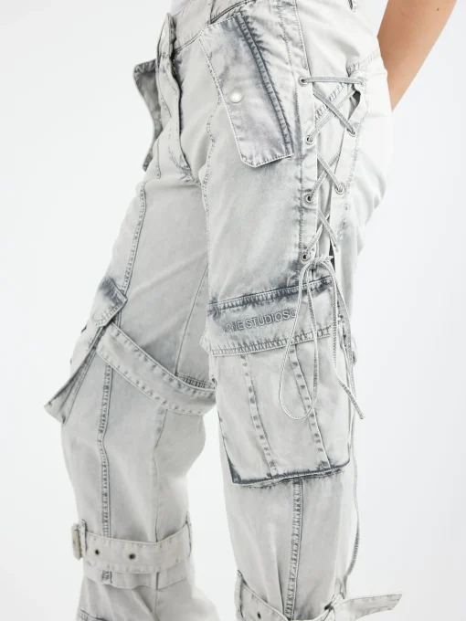 Outlet - Pemmilon Cotton Cargo Twill in Dusty White Women Pants