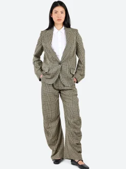 Online - Pevaya Steward Plaid Summer Tailored Trousers in Multi Brown Women Pants