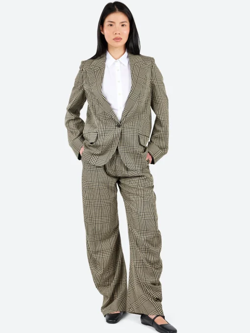 Online - Pevaya Steward Plaid Summer Tailored Trousers in Multi Brown Women Pants