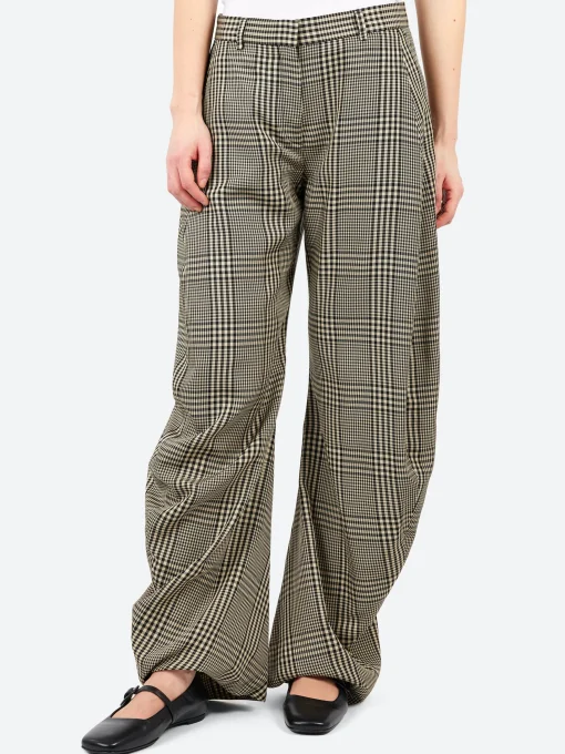 Online - Pevaya Steward Plaid Summer Tailored Trousers in Multi Brown Women Pants