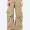 Best - Potinal Cotton Canvas Cargo Trousers in Washed Beige Women Pants