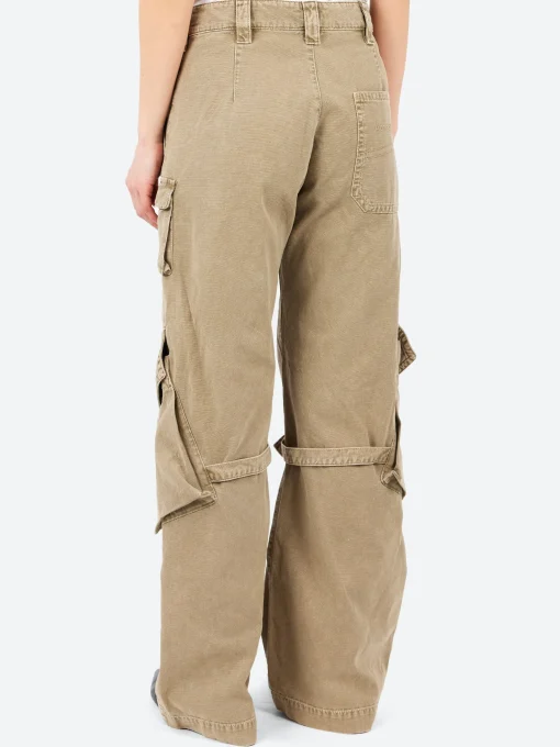 Best - Potinal Cotton Canvas Cargo Trousers in Washed Beige Women Pants