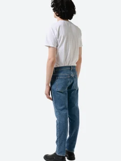 Discount - River Slim Tapered Jeans in Mid Blue Pants | Denim