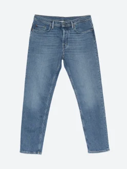 Discount - River Slim Tapered Jeans in Mid Blue Pants | Denim