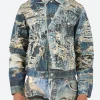 Fashion - Rye Tlo Torn Scribble Denim Jacket in Mid Blue Outerwear